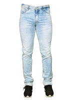Men's clothing, men's jeans, Italian denim, size 30, 32, 34, 36, 40, men's fashion, reg fit, regular, stretch, skinny fit, image is front facing centre,  with sega trainers, burk hedges jeans, sega jeans, uk supplier, uk store, birmingham clothes store, clothing based in birmingham, light blue jeans, faded, distressed, retro,