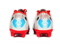 football boots, white, studs, leather, mens, womens, professional, explosive design, pattern, moulded studs, for men, for women, unisex, subtle, red, two toned, multicoloured, multicolored, gareth bale, ronaldo, messi, adidas, nike, competitor, space, football trainers, leather, synthetic leather, red, mens, mens trainers, mens football boots, mens football trainers, football trainers for men, football boots for men, white, multi coloured, two toned, indoor football, leather outsole, TF, fashion, size 7, si