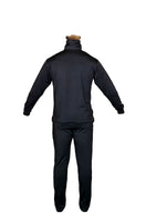 Black, tracksuits, for men, men's tracksuits, tracksuit jackets, tracksuit bottoms, polyester, British, Men's clothing, clothing for men, tracksuit jacket, adult clothing, sports, fashion, football jacket, mens fashion, fashion for men, Full Image of tracksuit facing centre from back