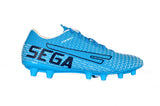 football boots, blue, studs, mens, womens, professional, explosive design, pattern, moulded studs, for men, for women, unisex, gareth bale, ronaldo, messi, adidas, nike, competitor, football trainers, leather, synthetic leather, mens football boots, mens, football trainers for men, football boots for men, leather outsole, sega, casio, new, 2020, image of the 2020 SEGA CASIO Football boots in it's blue variation facing right of the camera,