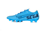 football boots, blue, studs, mens, womens, professional, explosive design, pattern, moulded studs, for men, for women, unisex, gareth bale, ronaldo, messi, adidas, nike, competitor, football trainers, leather, synthetic leather, mens football boots, mens, football trainers for men, football boots for men, leather outsole, sega, casio, new, 2020, image of the 2020 SEGA CASIO Football boots in it's blue variation facing left of the camera,