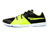 black, yellow, fashion, men, mens, women, womens, two toned, light, lightweight, men, sega, track and field, long distance, running shoes, sprint, cross country, adults, trainers, for men, for women, unisex, multicoloured, multicolored, sega real, image of running shoes in its yellow & black variation facing left of camera,
