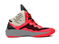 air, high tops, fashion, casual, sports, basketball trainers, basketball shoes, mens, womens, red, grey, two toned, mesh, nike, adidas, reebok, lebron, puma, jordan, competitor, US, UK, for men, for cheap, for women, SEGA, SEGA WAVE, Image of SEGA WAVE basketball shoes in red & grey variation facing right