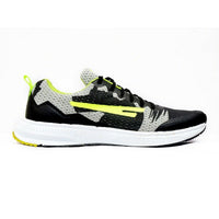 black, yellow, fashion, men, mens, women, womens, two toned, neutral, balanced weight, men, sega, track and field, long distance, running shoes, sprint, cross country, adults, trainers, for men, for women, unisex, multicoloured, multicolored, padded, comfortable, beginner, sega zigzag, image of the SEGA ZIGZAG neutrally weighted running shoes in its yellow & black variation facing right of camera,